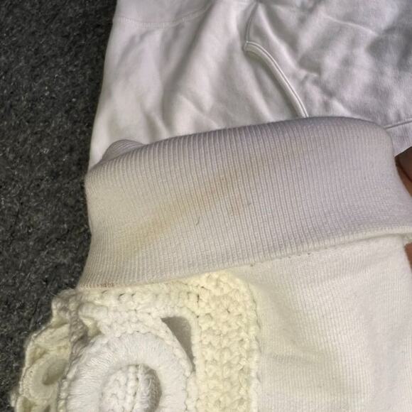 Levi's Hoodie Womens Large White Made Crafted Crochet Kangaroo Pockets Pullover - Picture 7 of 15